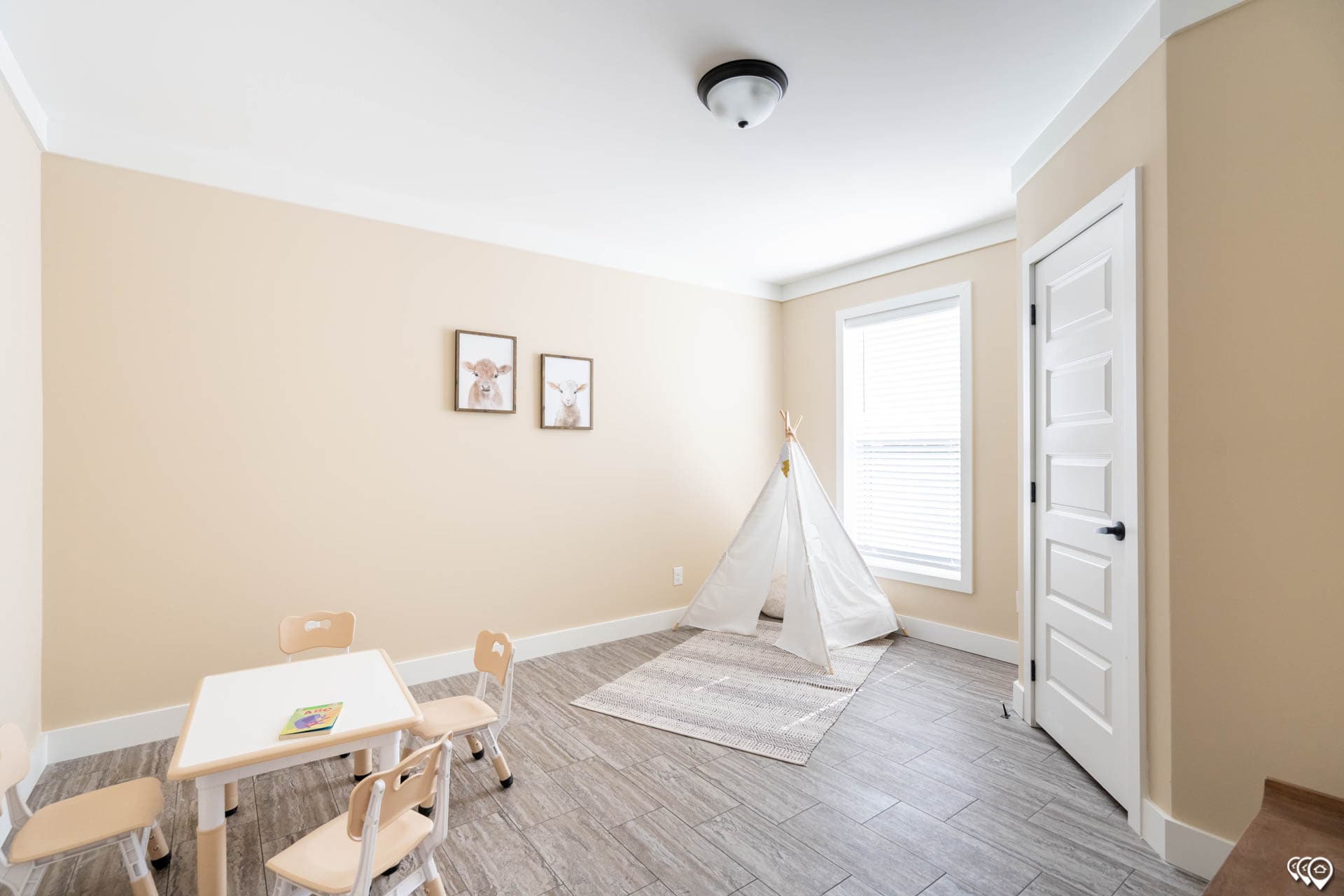 The barndominium 2 bedroom home features