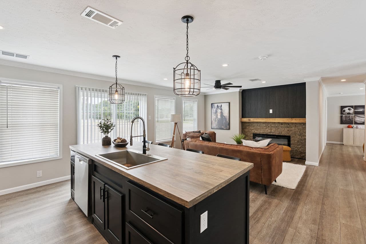 Blue sky kitchen home features