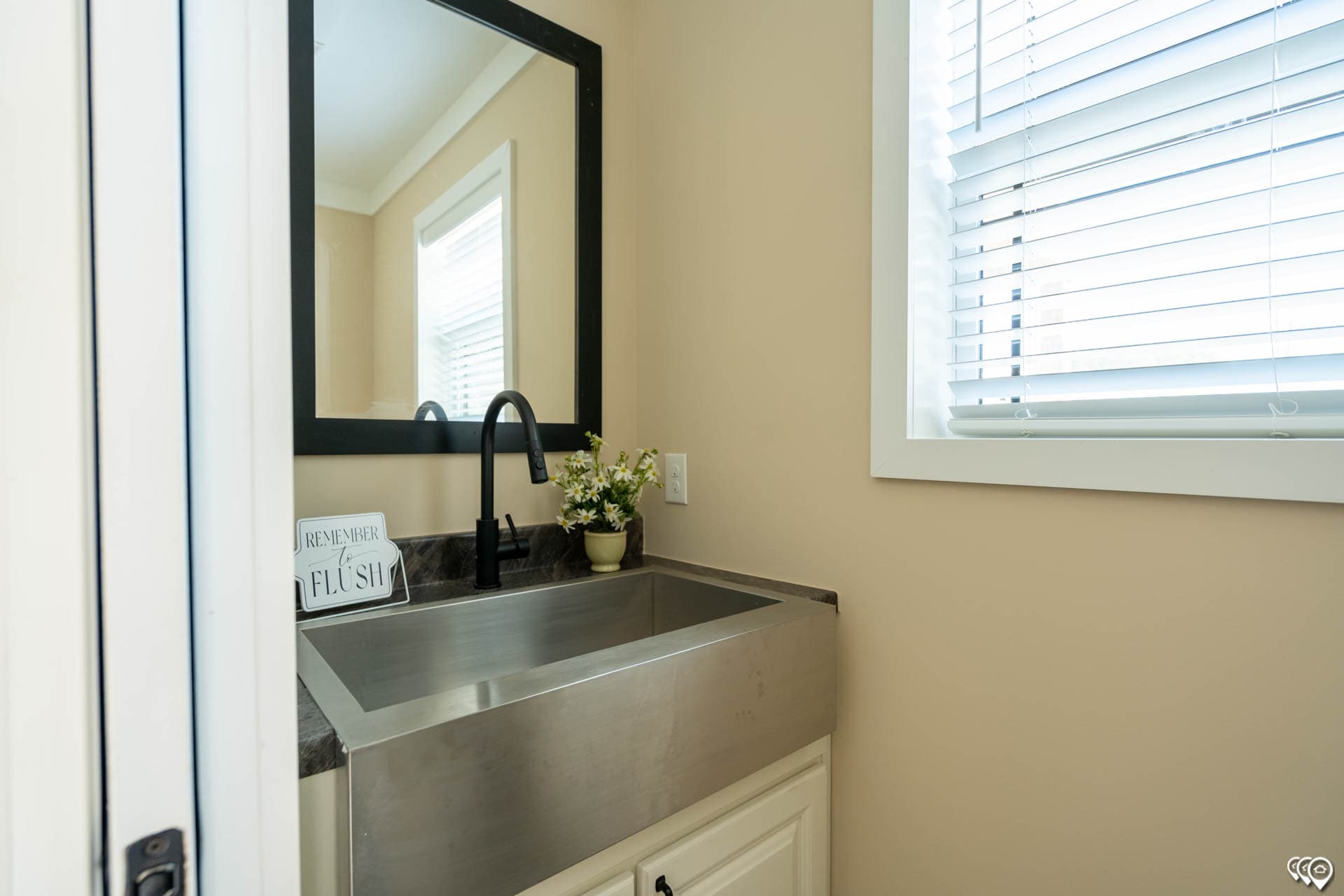 The barndominium 2 bathroom home features