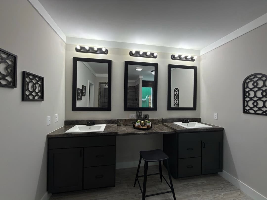 The barndominium 2 bathroom home features