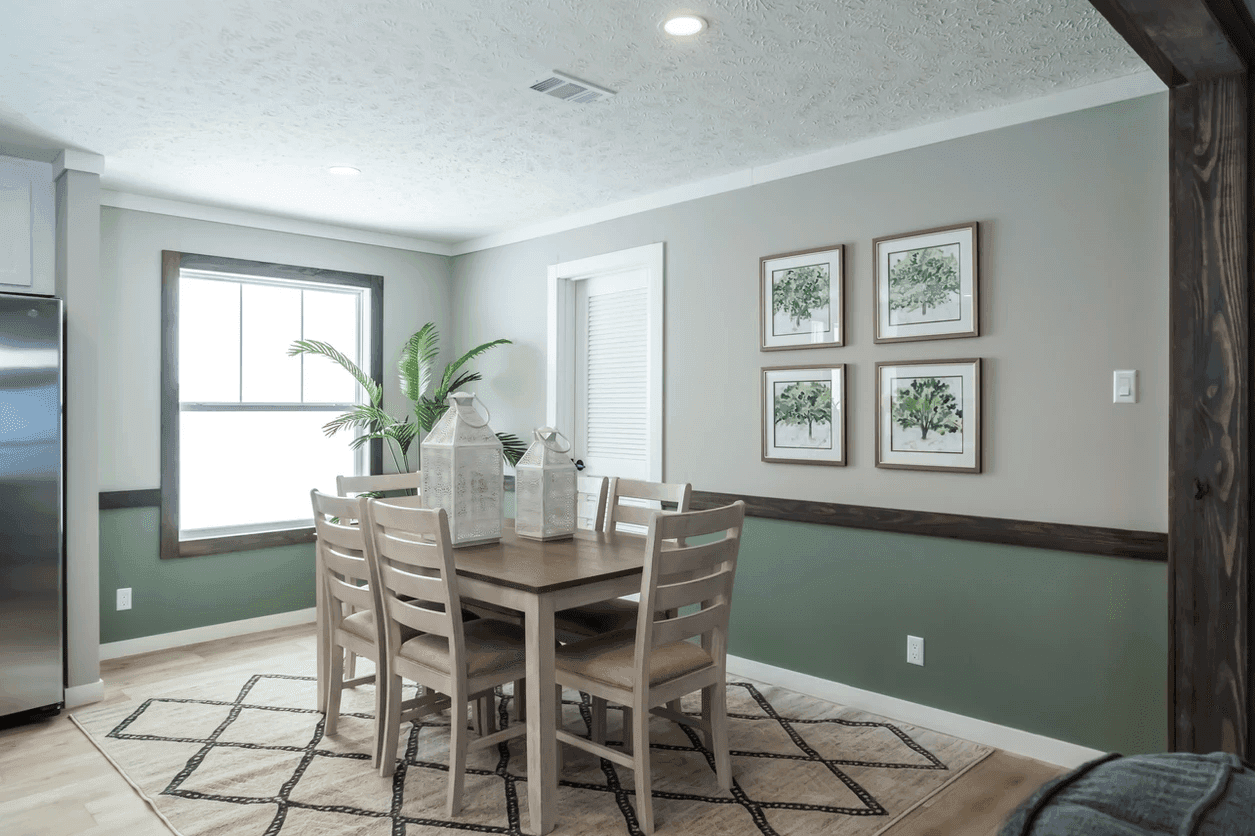 The limestone interior home features