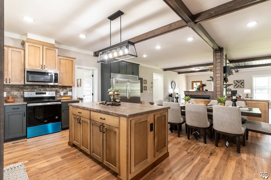 The barndominium kitchen home features