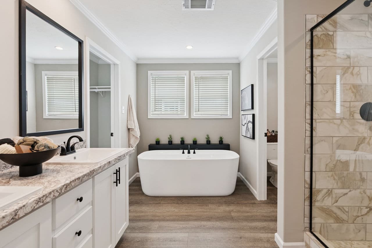 Blue sky bathroom home features