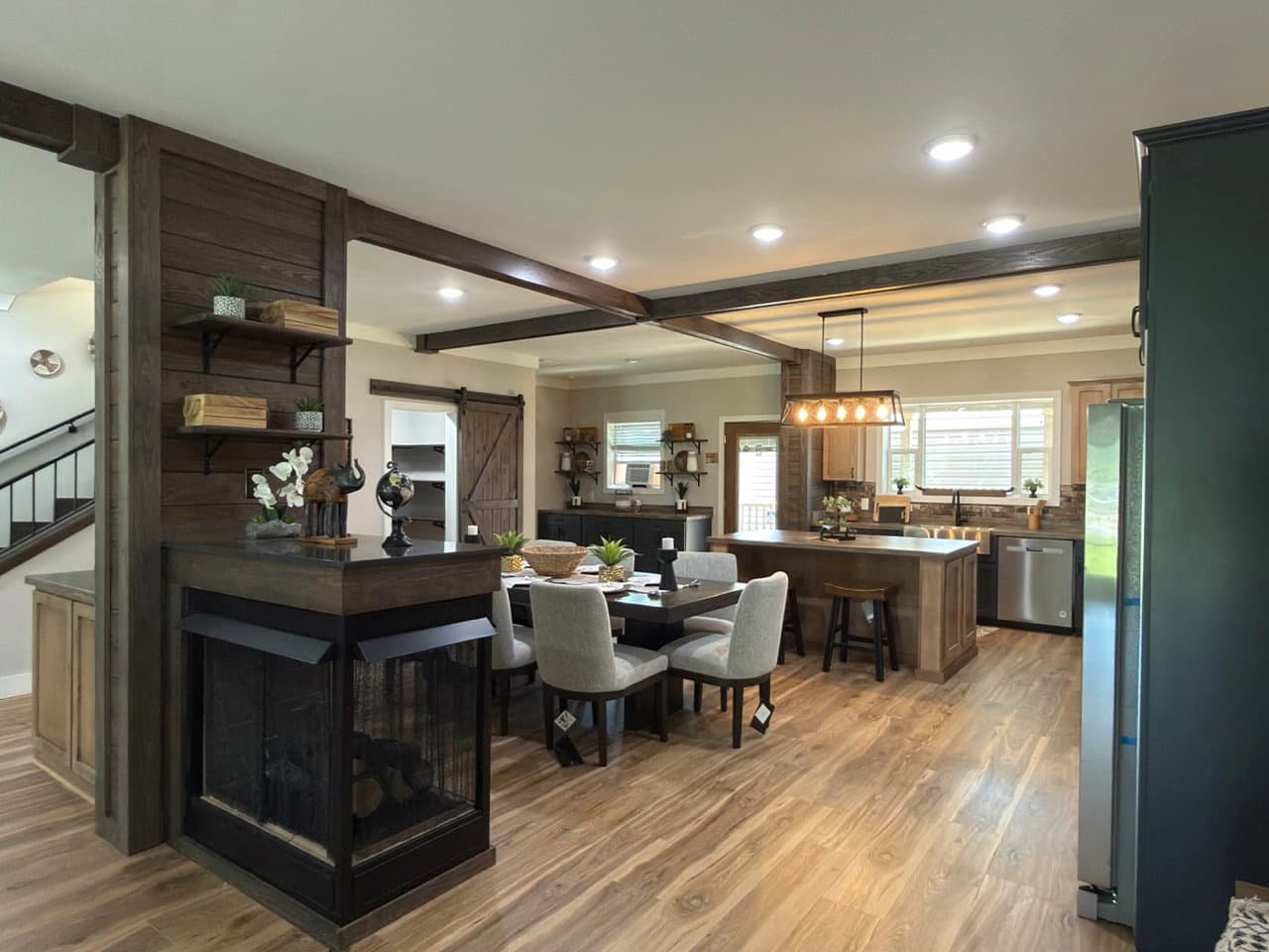 The barndominium kitchen home features